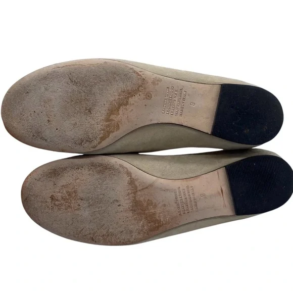 Garnet Hill Womens Shoes Leather Flats Sz 8 Tan Black Suede Cap Toe Italy Chic - Picture 9 of 11